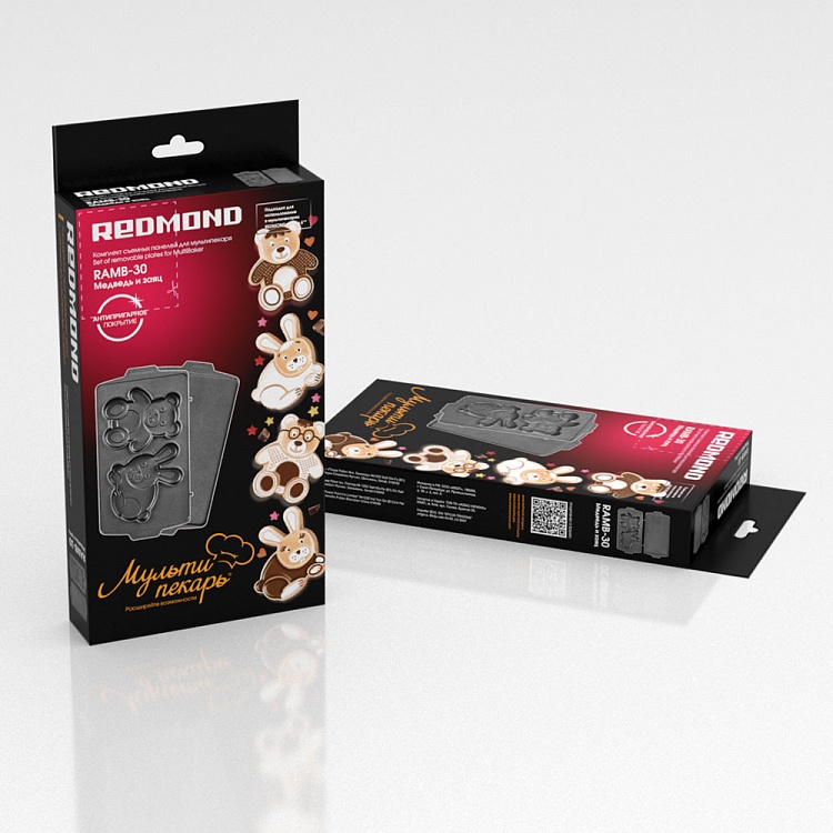 Панель "Медведь и заяц" для мультипекаря REDMOND (форма для выпечки фигурного печенья и пряников) RAMB-30 - фото 4 - купить в интернет-магазине Редмонд