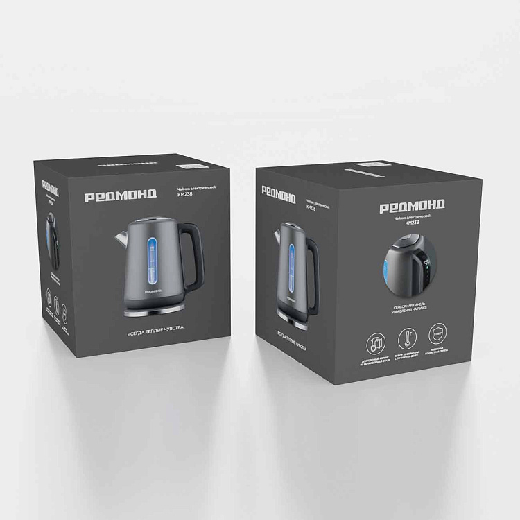 Электрический чайник РЕДМОНД KM238 (серый) - фото 8 - купить в интернет-магазине Редмонд