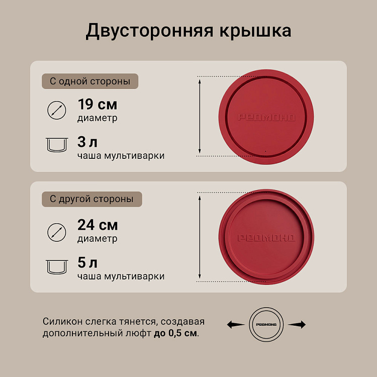 Крышка силиконовая универсальная РЕДМОНД RAM-PLU1-E - фото 3 - купить в интернет-магазине Редмонд